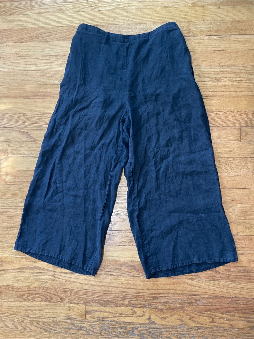 Flax Black Linen Flood Pants Medium